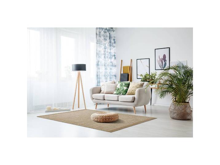 Wollteppich Visby Braun/Taupe 65 x 130cm Baumwollstoff/Wolle