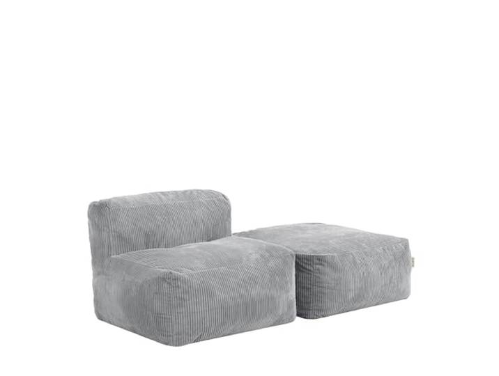 Icon Zen Cord Sitzsack Sessel und Hocker mit Füllung, Modular Sofa, Grau Entworfen in Deutschland, Boneless Sofa, Weicher Cordstoff, Sofa für Wohnzimmer und Schlafzimmer