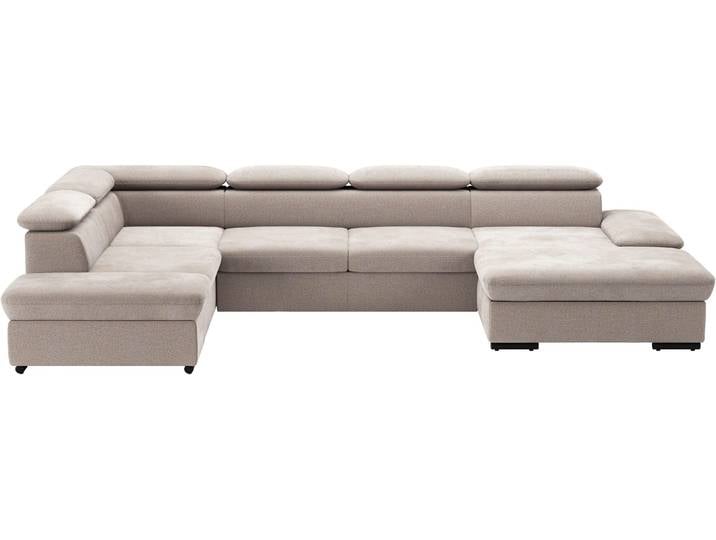 Wohnlandschaft, Grau, 349x226 cm, 100% Polyester, Mit Kopfteilverstellung, Modern, sit&more
