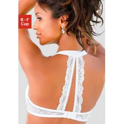 Neckholder-BH LASCANA, Damen, Gr. 85, Cup C, weiß, Spitze, Obermaterial: 91% Polyamid, 9% Elasthan, BHs BH Spitzenwäsche Spitzen-BH Bügel-BH Neckholder-BH, Dessous mit softem Neckholder und Spitzenrücken, sexy Dessous