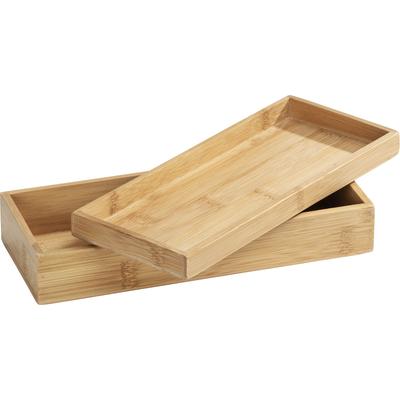 Aufbewahrungsbox WENKO "Terra", beige (natur, braun), B:24cm H:6cm T:10cm, Bambus, Aufbewahrungsboxen, Aufbewahrungsbox, mit Deckel und schmaler Ablage