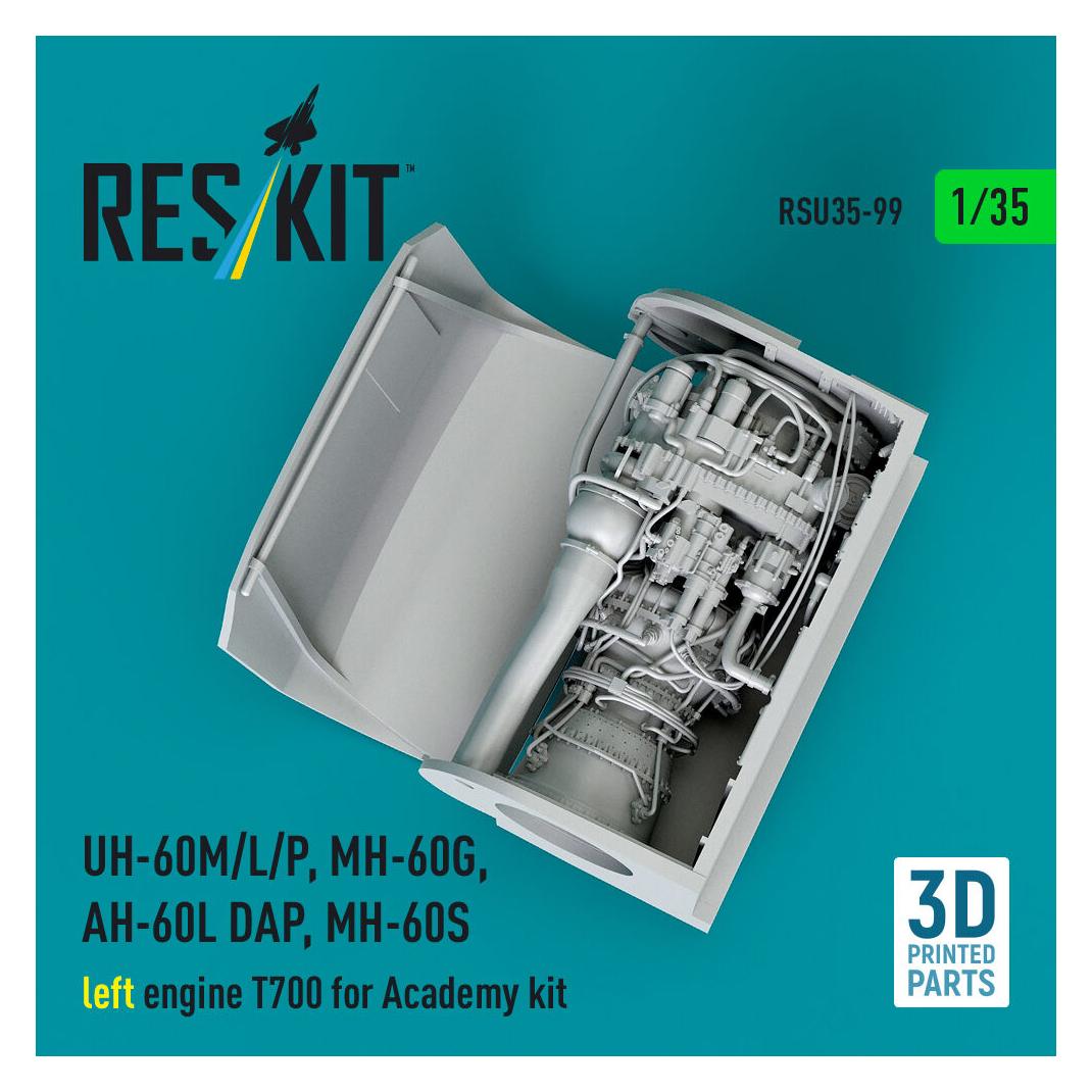 ResKit UH-60M/L/P, MH-60G, AH-60L DAP, MH-60S left engine T700 (3D Printed) for Academy (RSU35-0099)