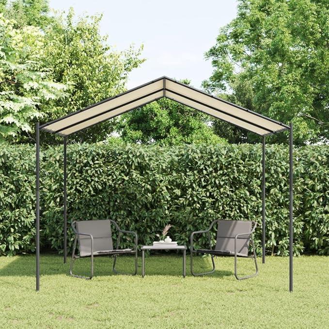 Gartenpavillon Beige 3x3 m mit pulverbeschichtetem Stahlrahmen und wasserdichtem Polyesterdach, UV Schutz Outdoor Faltpavillon für Garten, Terrasse