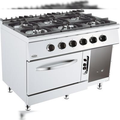Herd auf Ofen Von 4 oder 6 Lebendigen Feuern - Serie 700 - Combisteel - l120- B120- T70- h90- Edelstahl