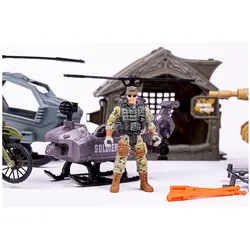 Toymax Militrst m/kampvogn, helikoptere, MC + tilbehr