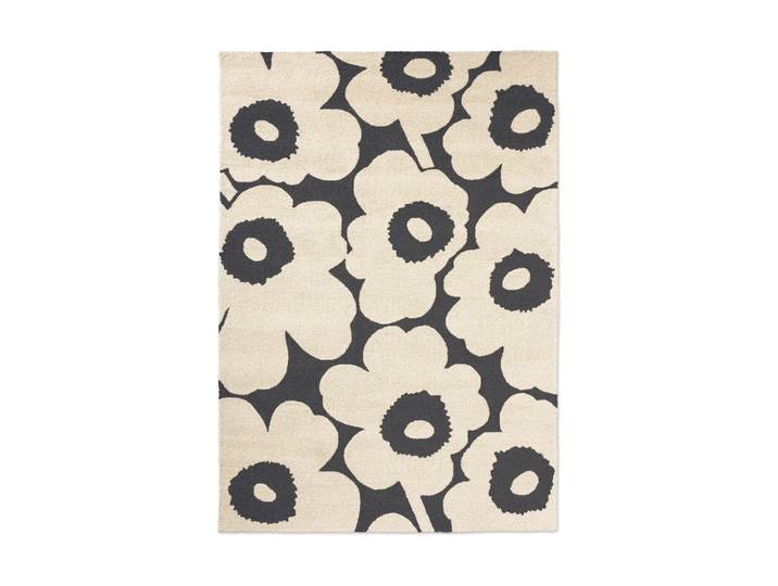 Marimekko Tapis Unikko outdoor Charcoal-white, 160x230 cm