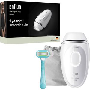 Braun IPL-Haarentfernung Silk-expert Mini, PL1114, mit Rasierer und Tasche, weiß