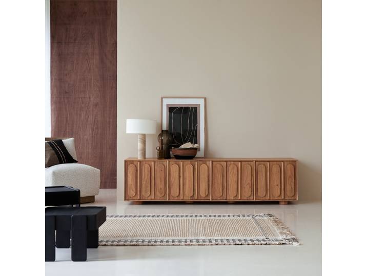 TV-Schrank aus massivem Akazienholz 195 cm Olga - Natur - Acacia