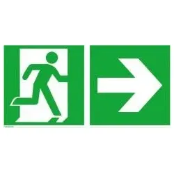 Fluchtwegschild Rettungszeichen 400x200mm Folie Rettungsweg rechts