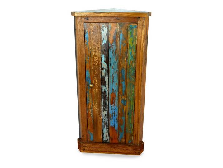 livasia Eckschrank Eckschrank mit 3 Fächern aus Java, recyceltes Teakholz, 49x30x100cm