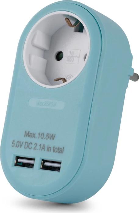 0.00m Entac Steckdosenadapter Blau 1 (EPAG-1EE-2USB-B)