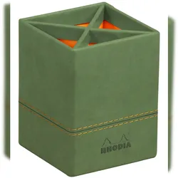 Rhodiarama Stifteköcher aus Kunstleder, 8x8x11cm - Salbeigrün 194530C