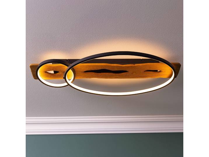 BRILLIANT LED Deckenleuchte 70x30cm Pirus Holz/Metall schwarz/holz