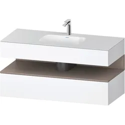 Duravit Collection One Einbauwaschtisch mit Konsolenwaschtischunterbau, 1200x550x600mm, Nische Basalt Matt, QA4787043180010, Farbe: Weiß Matt/mit Nischenbeleuchtung