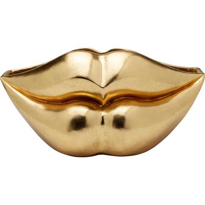 Dekovase KARE DESIGN "Lips Gold 30cm", gold, B:56cm H:29cm T:27cm, Polyresin (Kunststein), Vasen