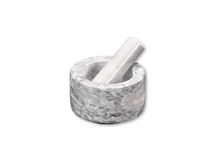 Mörser KESPER Mörser Marmor, mit Stössel, weiss poliert , grau (grau weiß), H:0,8cm Ø:13cm, Mörser, Mörser