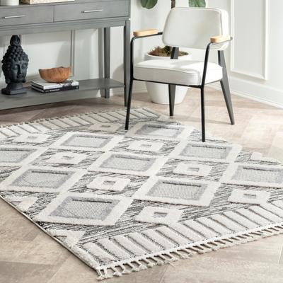 Nuloom Journey Shaggy Checkered Tiles Tassel Area Rug
