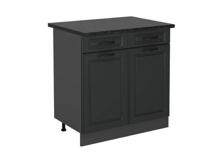 Vicco Küchenunterschrank R-Line , Anthrazit Landhaus/Anthrazit 80 cm MDF-Front · Arbeitsplatte Anthrazit · Höhenverst. Füße · 2 Türen · Leichter Zugriff