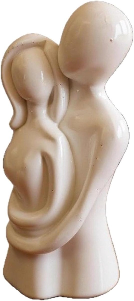 Rom Liefdesbeeld Paar - Wit - Abstracte Romantische Decoratie - Hoogte: 12 cm