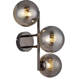 Wandleuchte Wandlampe Wohnzimmerlampe Rauchglas Schwarz Metall B 36 cm