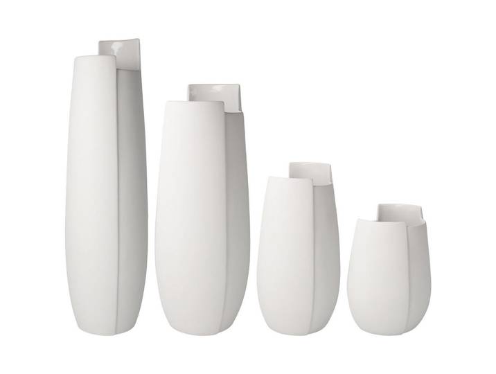 Goebel Vasen Ova weiß 16 cm / 21 cm / 30,5 cm / 36 cm 4-tlg., Weiß, Keramik, Rund, 2 cm, Dekoration, Vasen, Keramikvasen