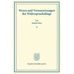 Wesen und Voraussetzungen der Widerspruchsklage., Fachbücher von Rudolf Sohm