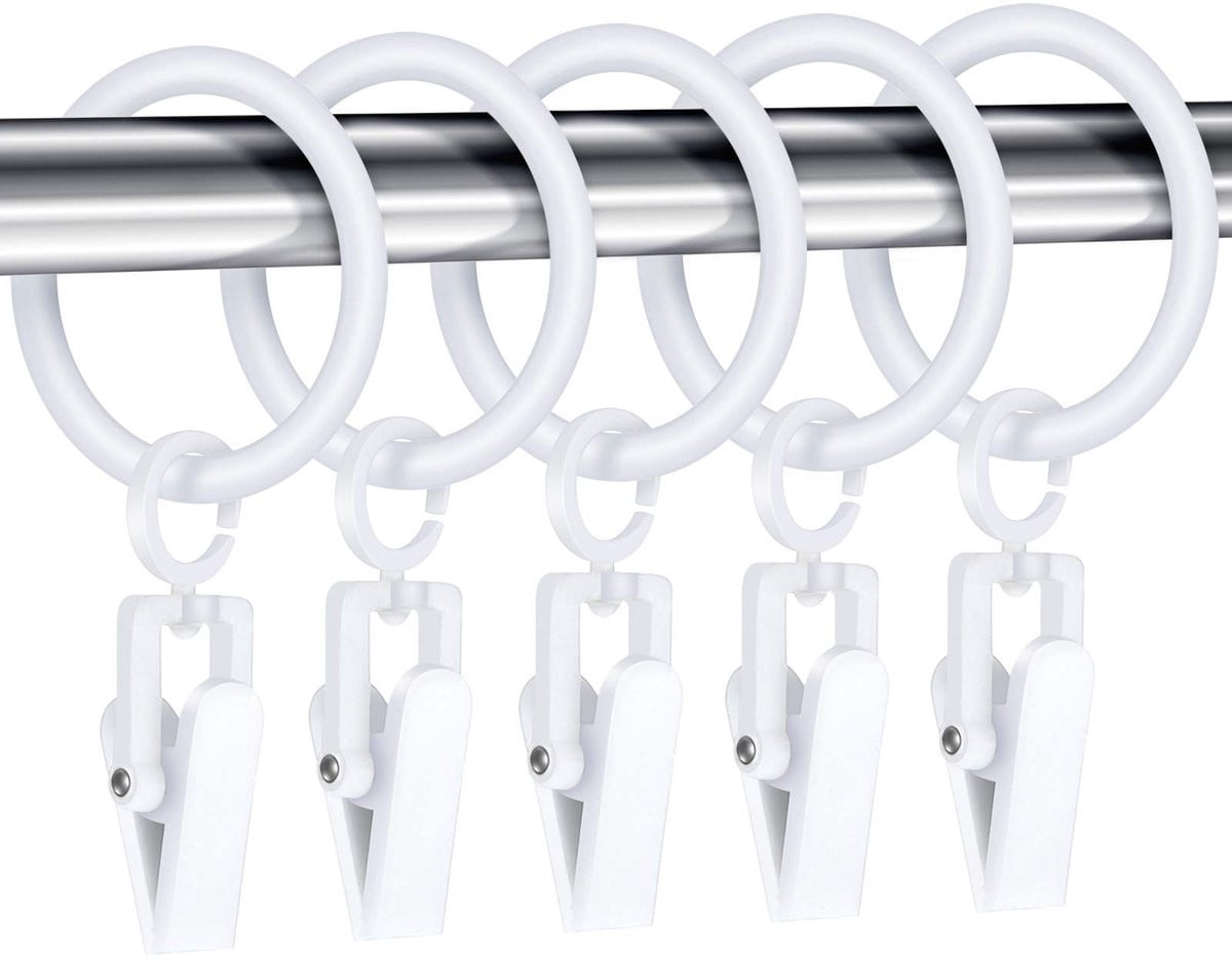Omgoods 30 stuks plastic gordijnringen met clips voor douchegordijn