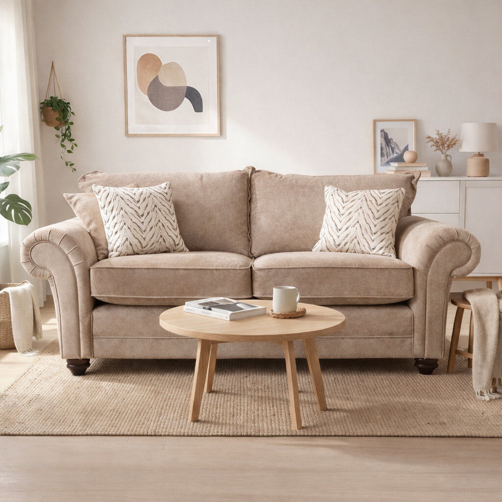 Rosalind Wheeler Dalton Textured Wave Sofa- Made in the UK Mink 3