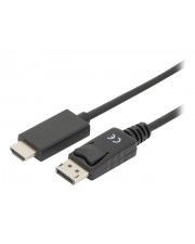 Assmann Video- / Audiokabel DisplayPort / HDMI M Verriegelung bis M 1 m Dreifachisolierung Schwarz geformt 4K Unterstützung Druckknopf (AK-340303-010-S)