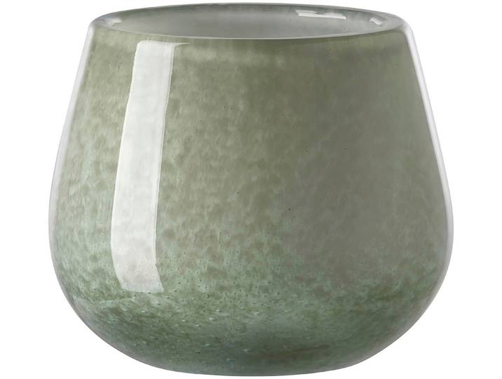 Tischvase FINK MARLY , grün (hellgrün), H:9,5cm Ø:11cm, Glas, Vasen, Tischvase, Dekovase, Blumenvase, Windlicht, Vase aus Glas