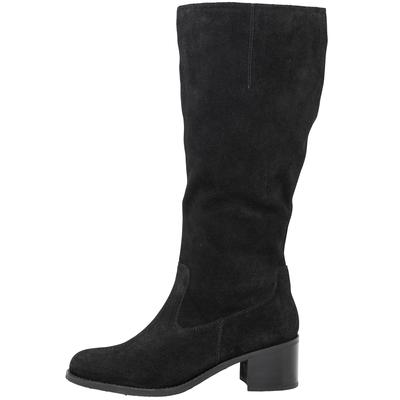 Weitschaftstiefel, Damen, Gr. 40, XL-Schaft, schwarz, Leder, Veloursleder, Schuhe Weitschaftstiefel