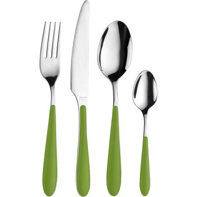 Besteck-Set PINTINOX "Canaletto", grün (edelstahlfarben, grün), 24 Stk., Edelstahl 18/10, Essbesteck-Sets, mit Kunststoffgriff, spülmaschinengeeignet
