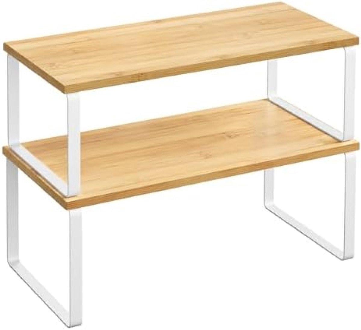 PromoHome Keukenrekset van 2 stuks, uitbreidbaar en stapelbaar kruidenrek en keukenorganizer