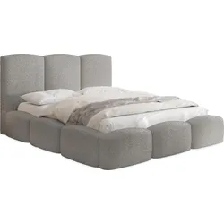 POLSTERBETT Harmony mit Bettkasten, Grau Boucle 200x200 cm