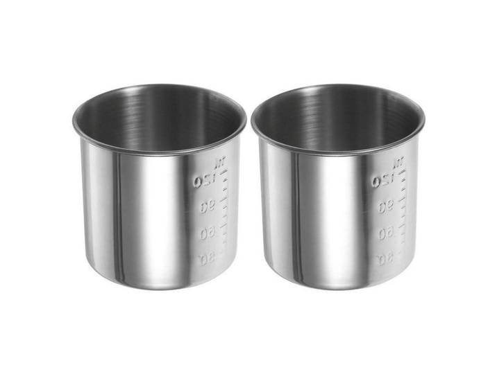 Messbecher Edelstahl 2-teiliges Set, Silberfarben, Metall, Backen & Backzubehör, Messbecher