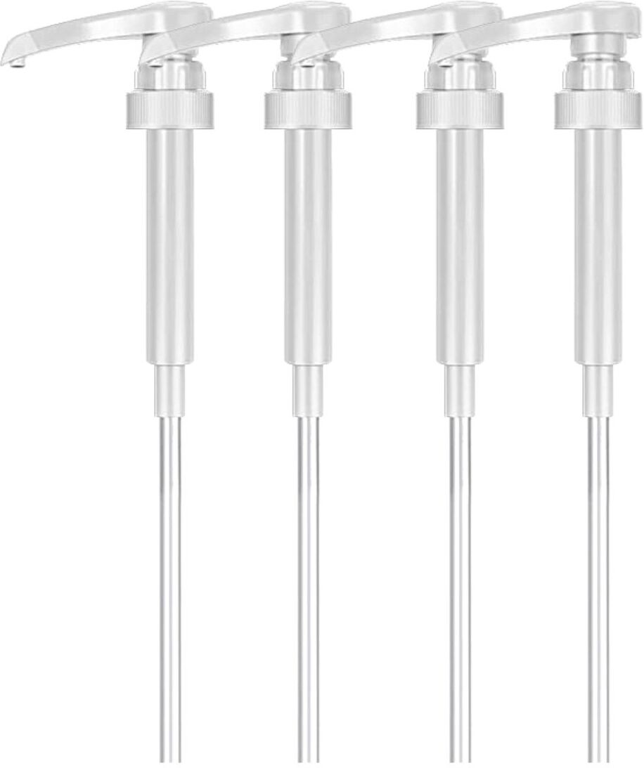 INF 4er-Pack 28/400 Sirup-Pumpenköpfe - PP-Material, gleichmäßige Dosierung für Sirup, Marmelade, Honig, kompatibel mit Torani Weiß