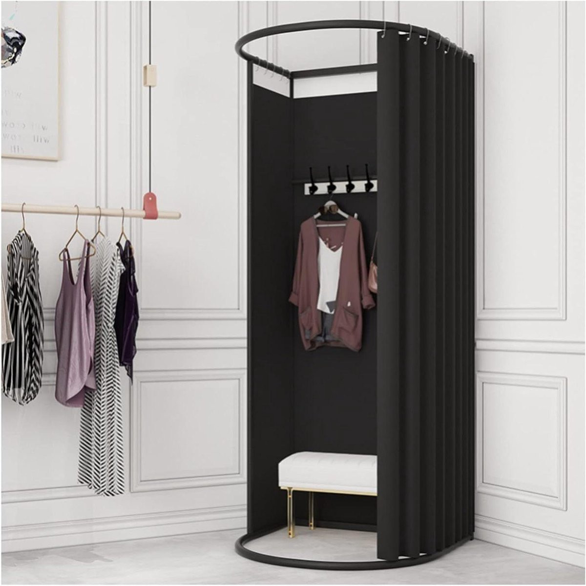 Mobiele Paskamer Zwart - Draagbare Kleedkamer voor Privacy - 85 cm