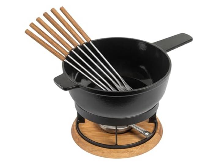 KUHN RIKON Fondue Set Induktion - Gusseisen Caquelon Alpstein 24 cm