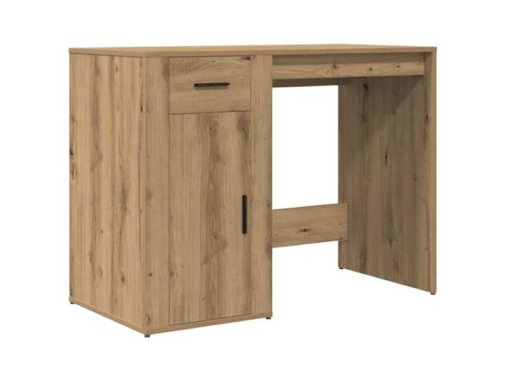 HKLGBVCR Schreibtisch, Eiche, handgefertigt, 100 x 49 x 75 cm, Holz 1 Schublade, 1 Schrank, Montage links oder rechts, Staubtür, Wandbefestigung, Arbeitsbereich