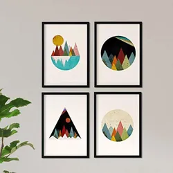 POSTER Set mit 4 Nordischer Stil von Berglandschaften A4 Rahmenlos