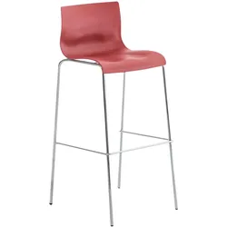 DELUKE® Barhocker TOKIO - Rot, Kunststoff | Barhocker mit Lehne Barstuhl Tresenhocker Tresenstuhl Kneipenhocker Kneipenstuhl