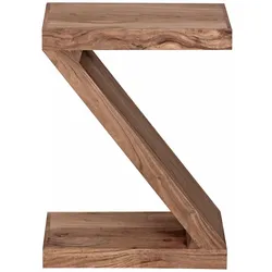 KADIMA DESIGN Beistelltisch MUMBAI Massivholz Akazie Z Cube 60cm hoch Wohnzimmer-Tisch Design braun Landhaus-Stil