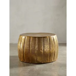 Couchtisch Rund Orientalisch in Goldfarbenem Aluminium, 60x36x60 cm