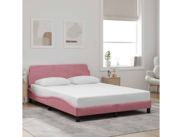 Samtbezug Stabil Stützbeine Schlafzimmer Kopfteil Dover Rosa 140 x 190 cm Bettgestell Dover mit Kopfteil Samt Rosa 140x190 cm Lattenrost Stabil Modern Gepolstert Schlafzimmer