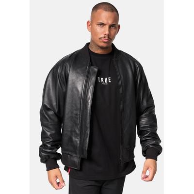 Bomberjacke TRUEPRODIGY "Filip Bomberjacke aus Leder mit Reißverschluss", Herren, Gr. XL, schwarz, Obermaterial: 100% Schafsleder sheepskin., Jacken Bomberjacke