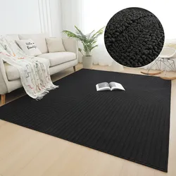 Teppich OTTO HOME "Jola Hoch-Tief-Design, Scandi-Look, Zen" Gr. 6, schwarz, B:180cm H:10mm L:280cm, Kunstfaser, Teppiche, Teppich, Boho, Modern, 3D, Wohnzimmer, Schlafzimmer, wasserabweisend