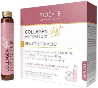 Biocyte Collagen Shot Peptides I & III Sabor a Cereja 10x25ml ampolas