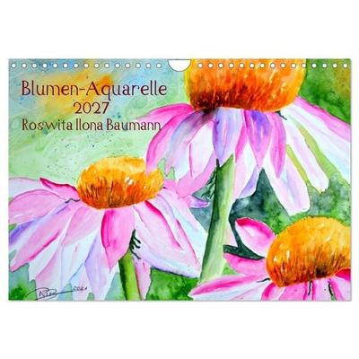 Blumen-Aquarelle (Wandkalender 2027 DIN A4 quer), CALVENDO Monatskalender