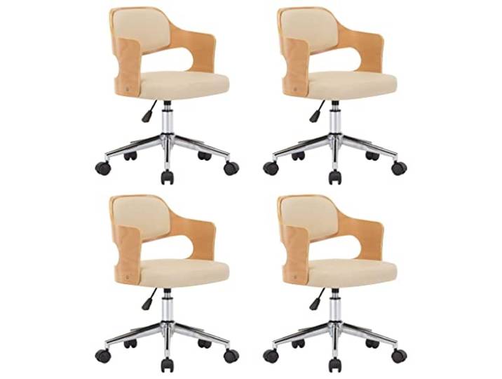 Todiikf Esszimmerstühle 4er Set Drehstuhl Höhenverstellbar Creme Ergonomische Schreibtischstühle mit Rollen und stufenloser Höhe für optimalen Sitzkomfort im Schlafzimmer oder Büro.