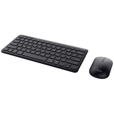 Trust Lyra WL Bluetooth®, Funk Tastatur, Maus-Set Wiederaufladbar, Geräuscharme Tasten, Spritzwassergeschützt, Multimediatasten Deutsch, QWERTZ Sch